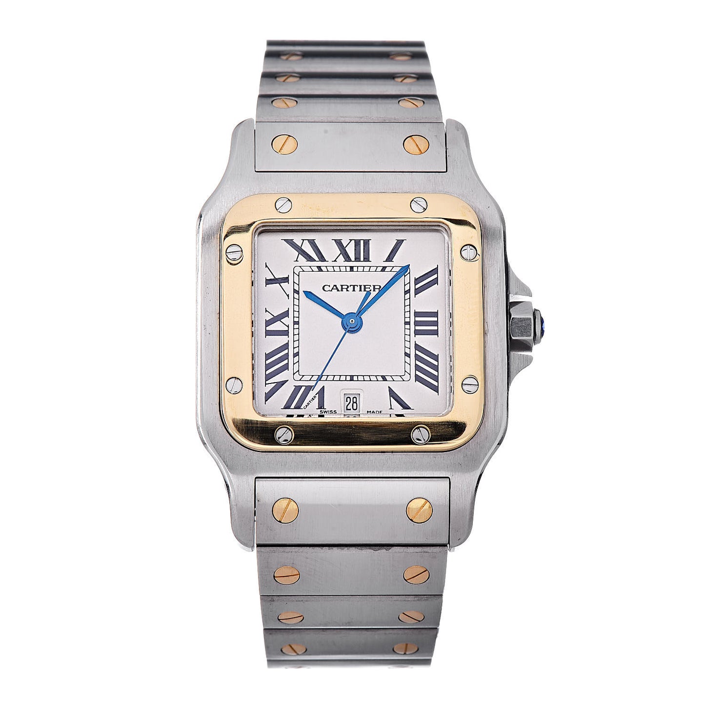 Stainless Steel 18K Yellow Gold 29mm Santos De Galbee Quartz Watch