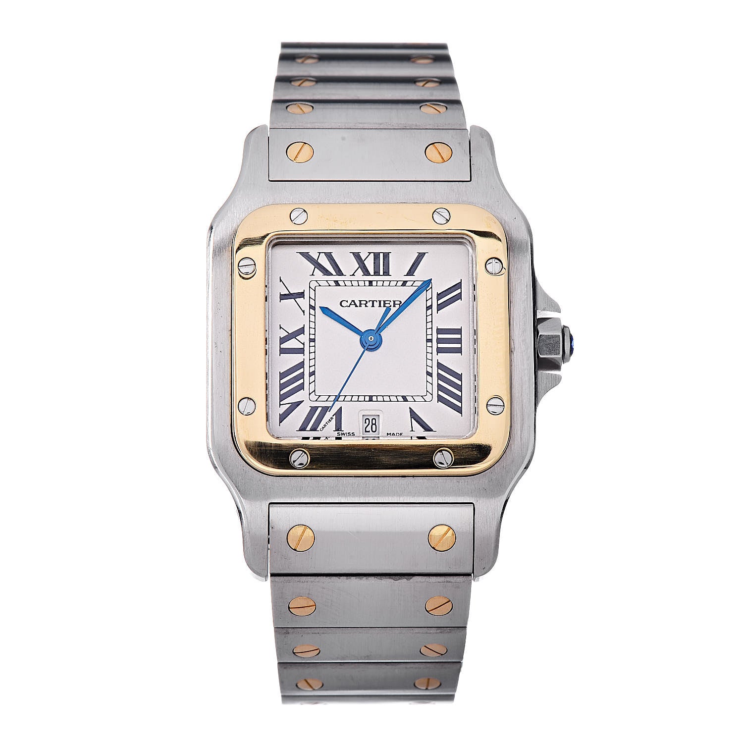 Cartier Stainless Steel 18K Yellow Gold 29mm Santos De Galbee Quartz Watch 1 of 6