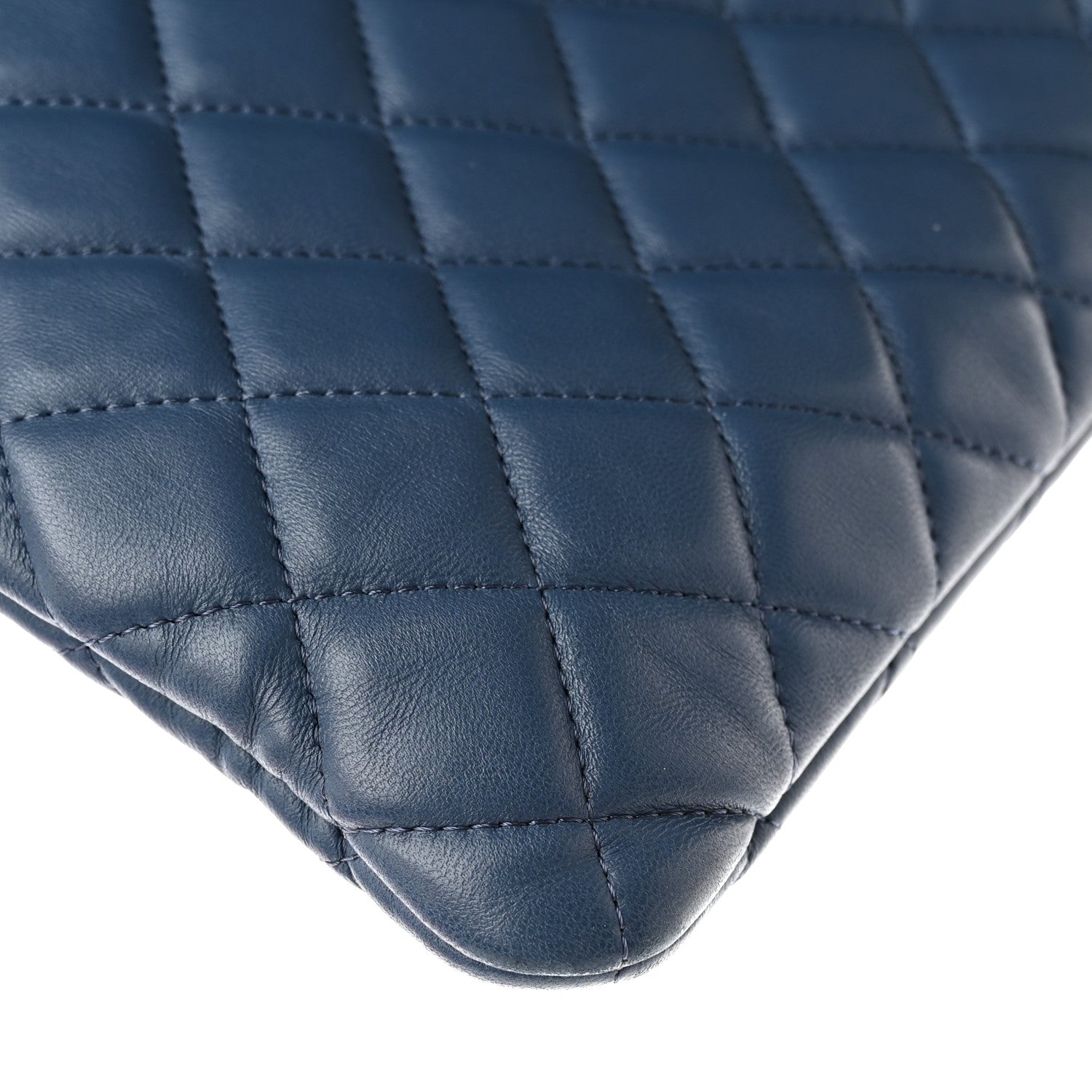 Chanel Lambskin Quilted Large Cosmetic Case Navy 9 of 10