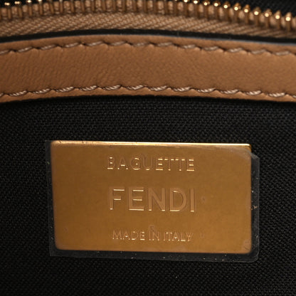 Fendi Raffia Chenille Vitello FF Midi Chain Baguette Naturale White 6 of 10