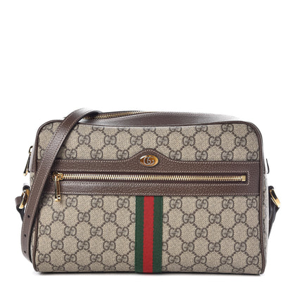 Gucci GG Supreme Monogram Web Small Ophidia Shoulder Bag Brown 1 of 10
