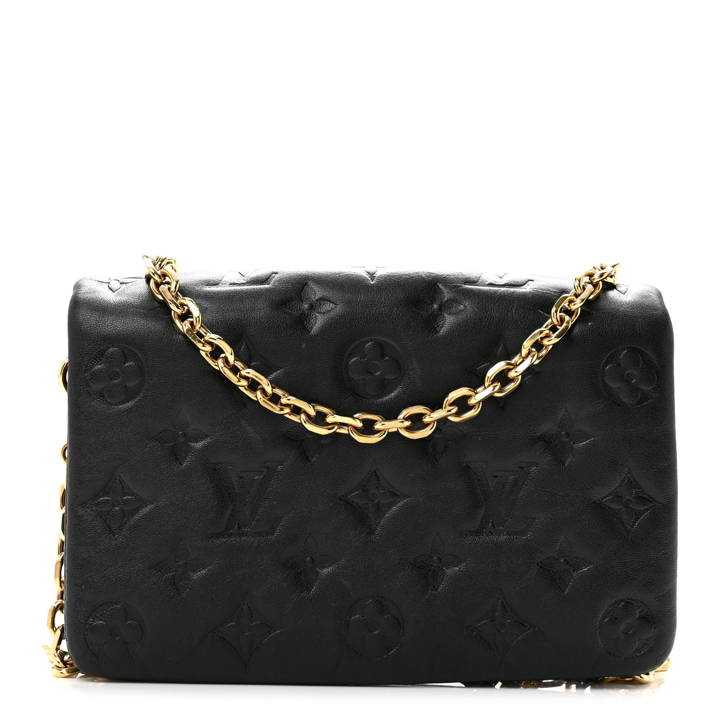 Lambskin Embossed Monogram Pochette Coussin Black