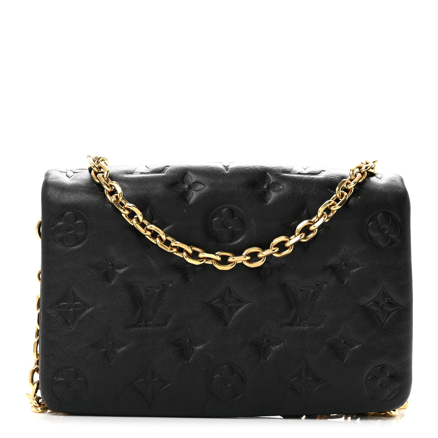 Louis Vuitton Lambskin Embossed Monogram Pochette Coussin Black 1 of 12