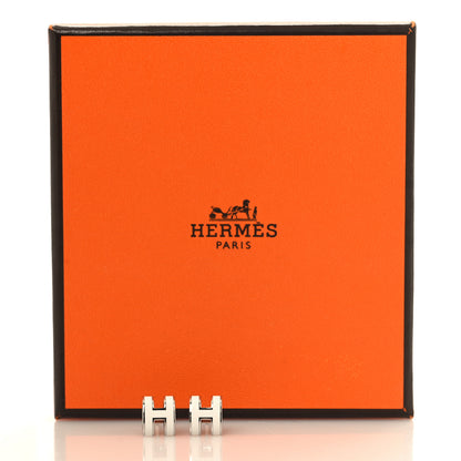 Hermes Palladium Lacquered Mini Pop H Earrings White 6 of 6