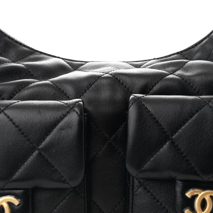 Chanel Shiny Lambskin Quilted Trendy Pockets Hobo Black 8 of 10