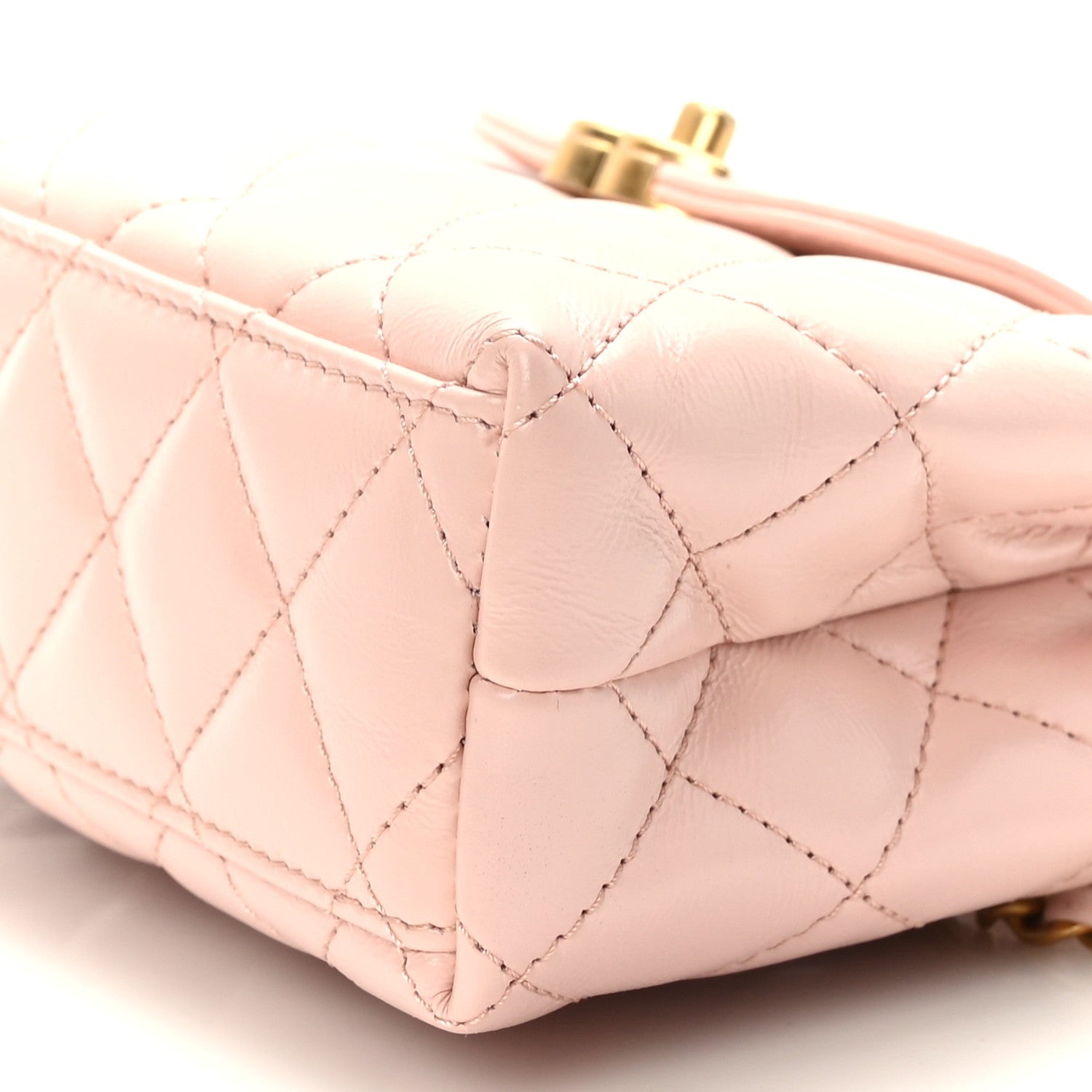 Chanel Shiny Aged Calfskin Quilted Nano Kelly Shopper Light Pink 9 of 9