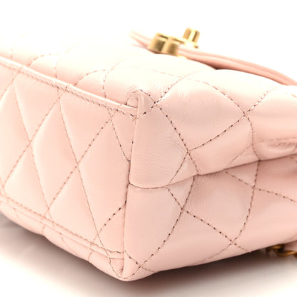 Chanel Shiny Aged Calfskin Quilted Nano Kelly Shopper Light Pink 9 of 9