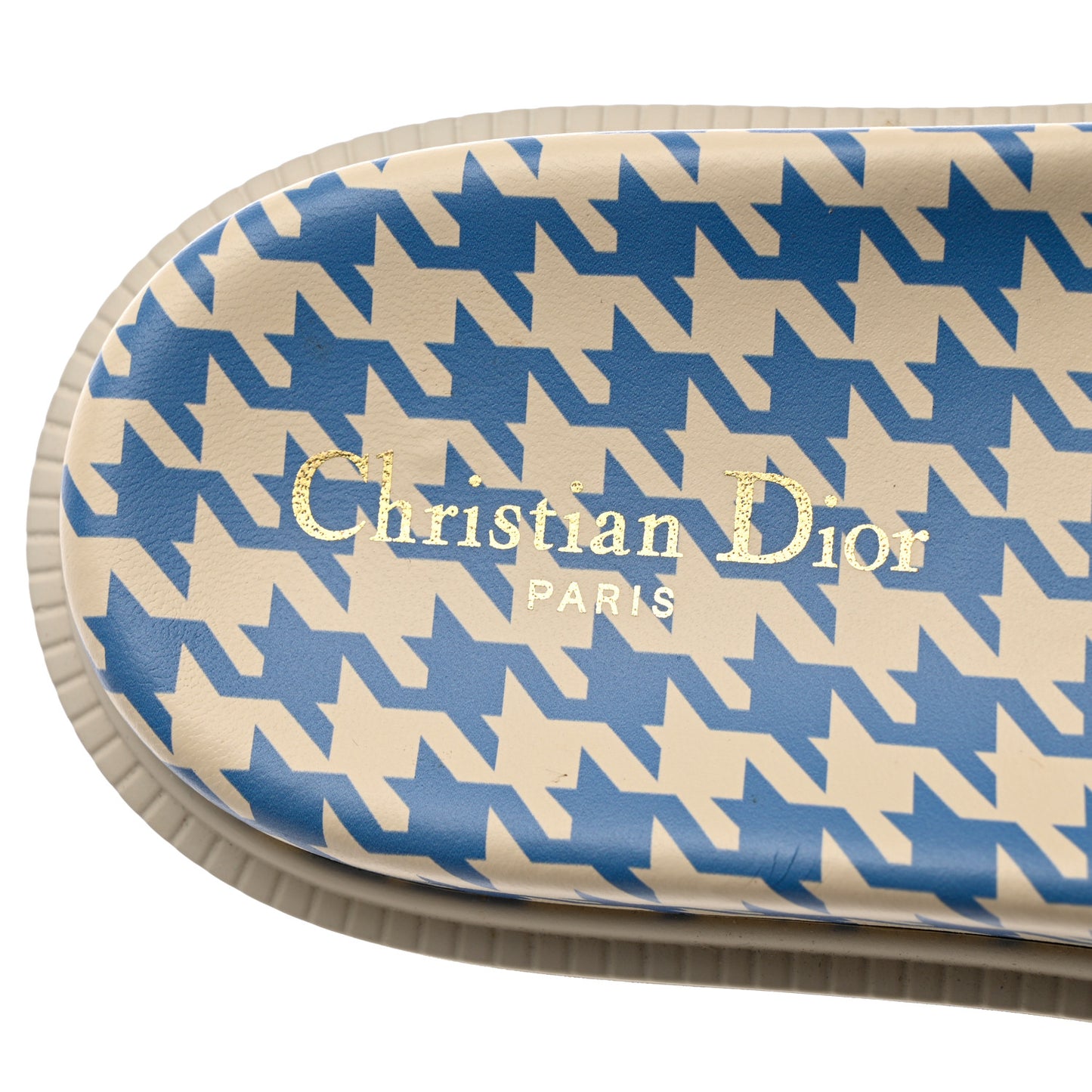 Micro PDP Cotton Houndstooth Embroidered Dway 10mm Slide Sandals 40 Cornflower