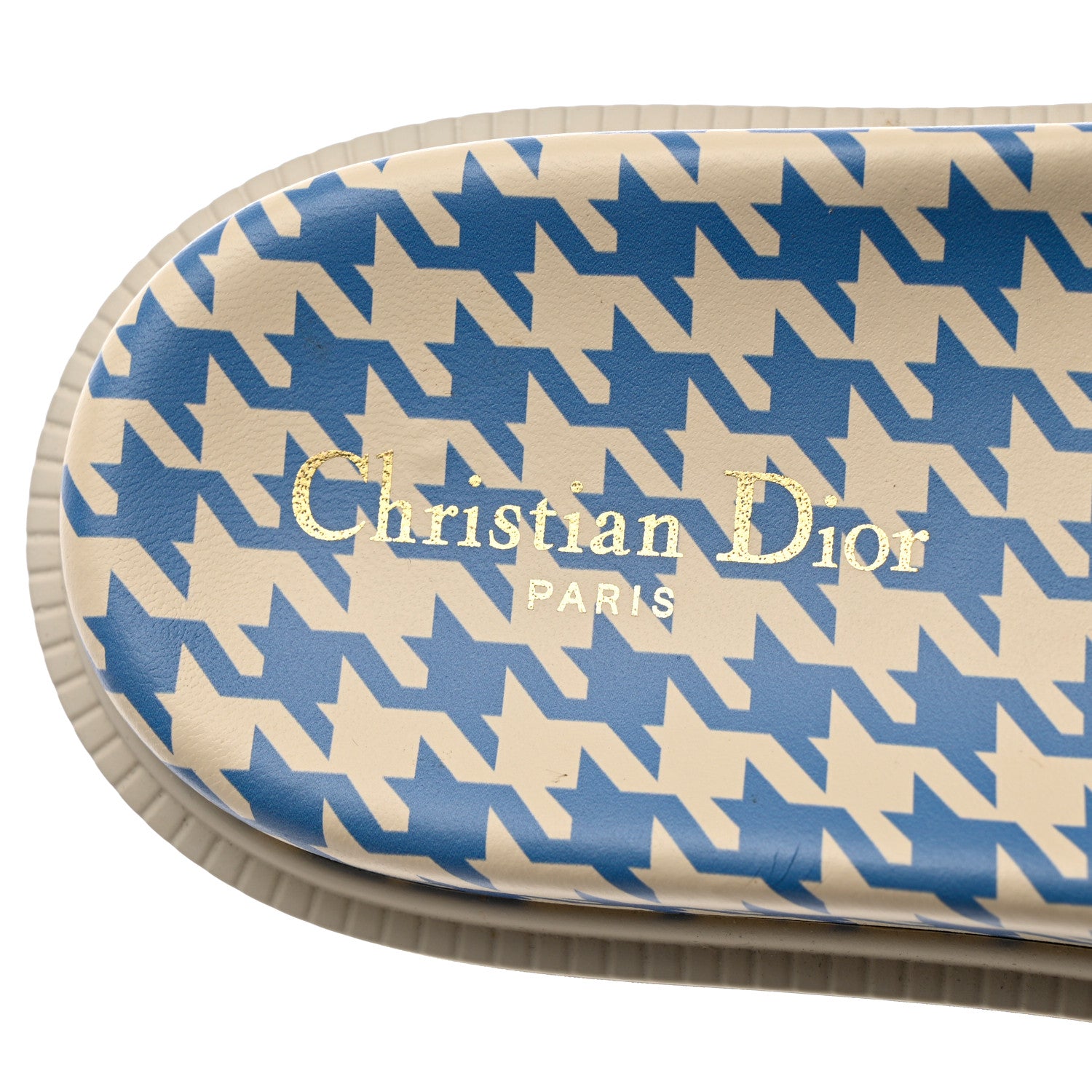 Christian Dior Micro PDP Cotton Houndstooth Embroidered Dway 10mm Slide Sandals 40 Cornflower 7 of 8