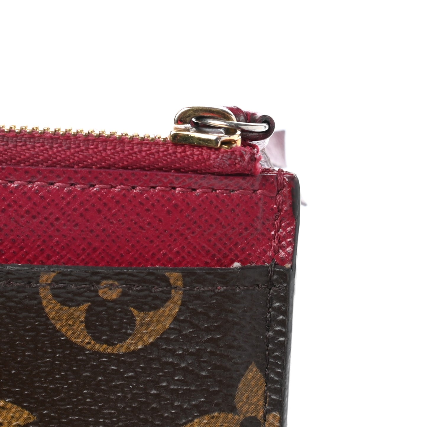 Monogram Zipped Card Holder Fuchsia