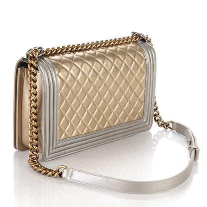 Chanel Metallic Calfskin Quilted New Medium Boy Flap Khaki 3 of 8