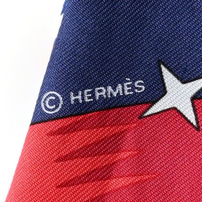 Hermes Silk La Source de Pegase Twilly Marine Rouge White 3 of 4