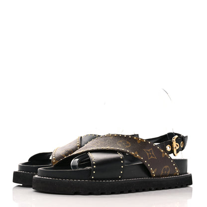 Louis Vuitton Monogram Paseo Flat Comfort Sandals 38 Black 3 of 8