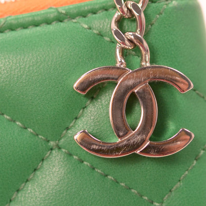 Chanel Lambskin Zip Around Wallet Green Orange 9 of 9
