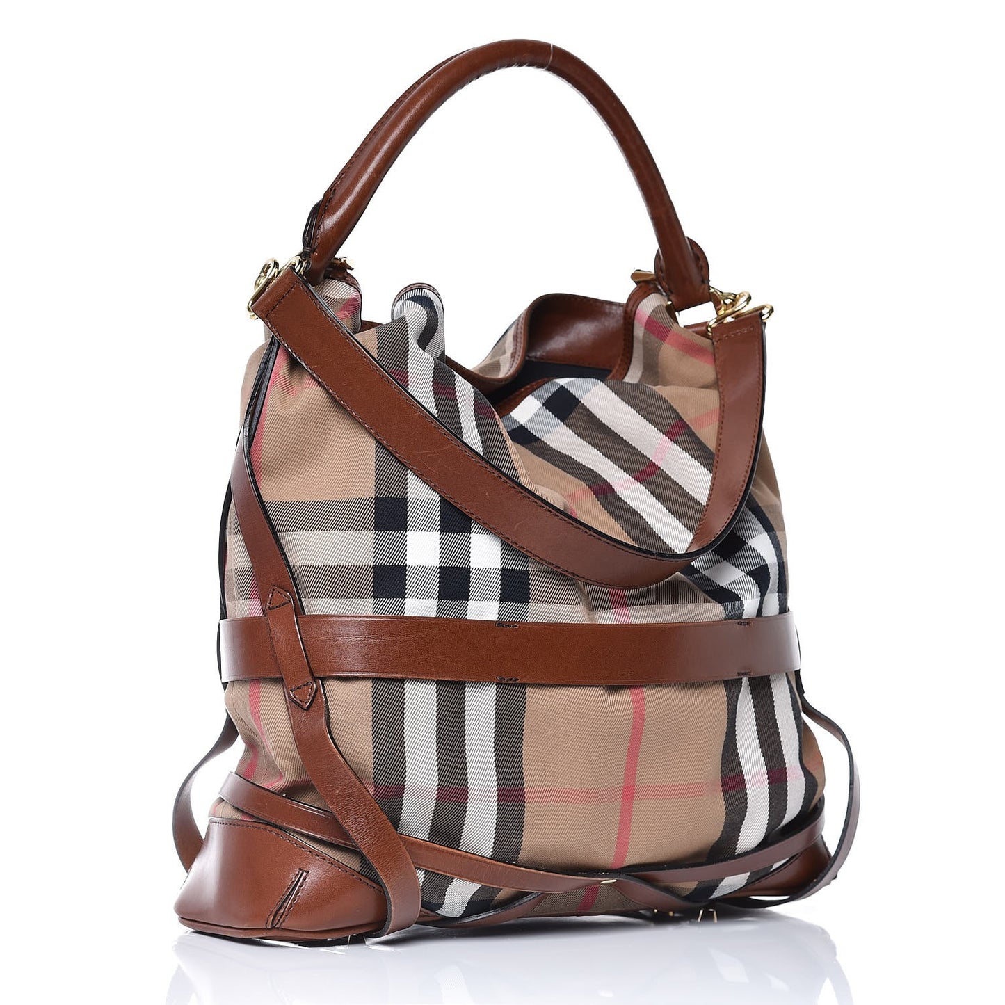 House Check Bridle Calfskin Medium Gosford Hobo Dark Tan