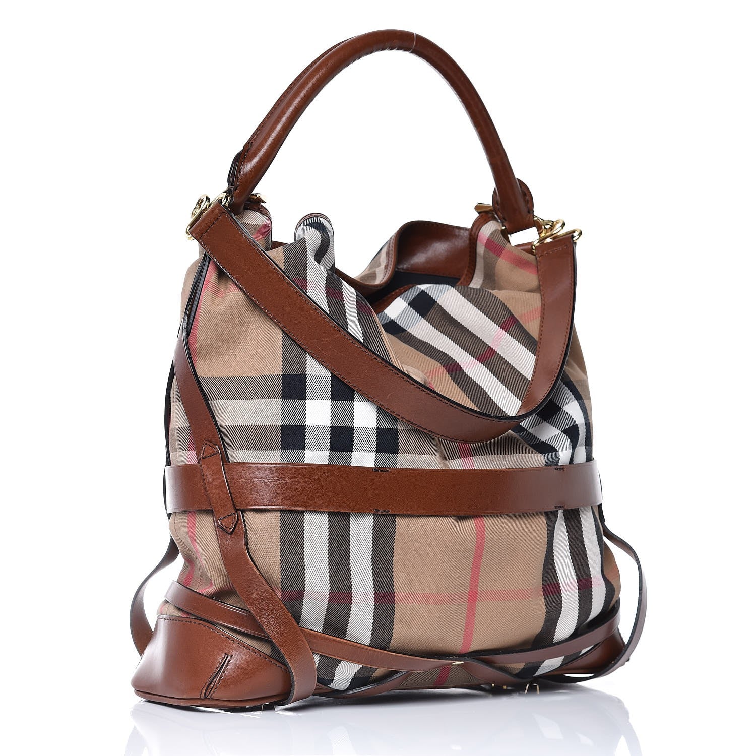 Burberry House Check Bridle Calfskin Medium Gosford Hobo Dark Tan 4 of 14