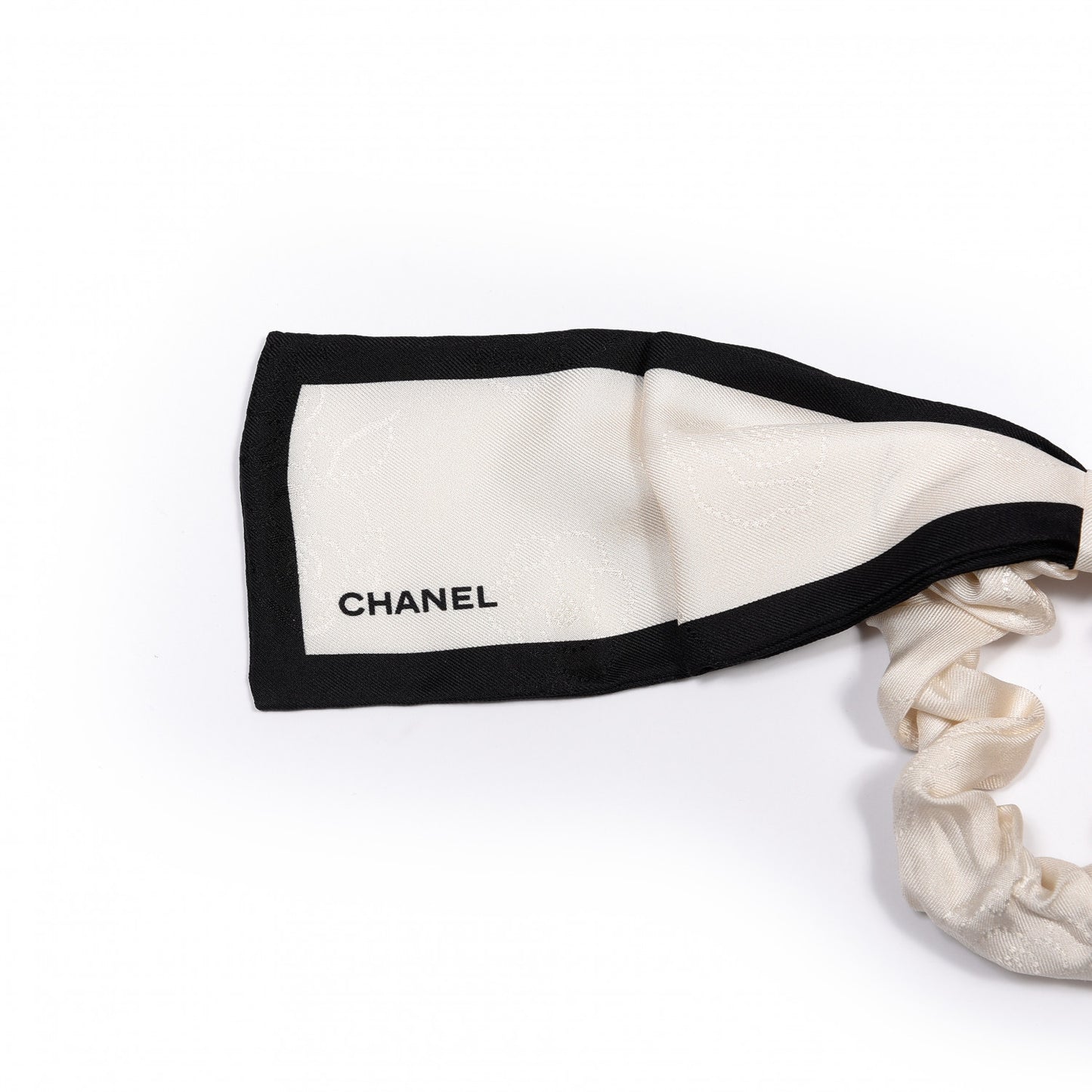 Silk Twill Hair Tie Ivory Black