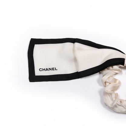 Chanel Silk Twill Hair Tie Ivory Black 2 of 4