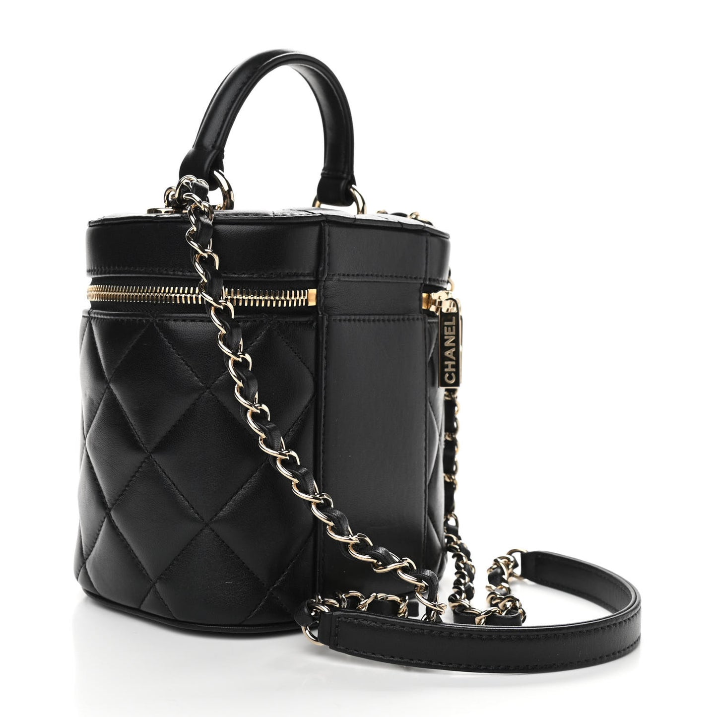 Lambskin Quilted Trendy Vanity Case Black