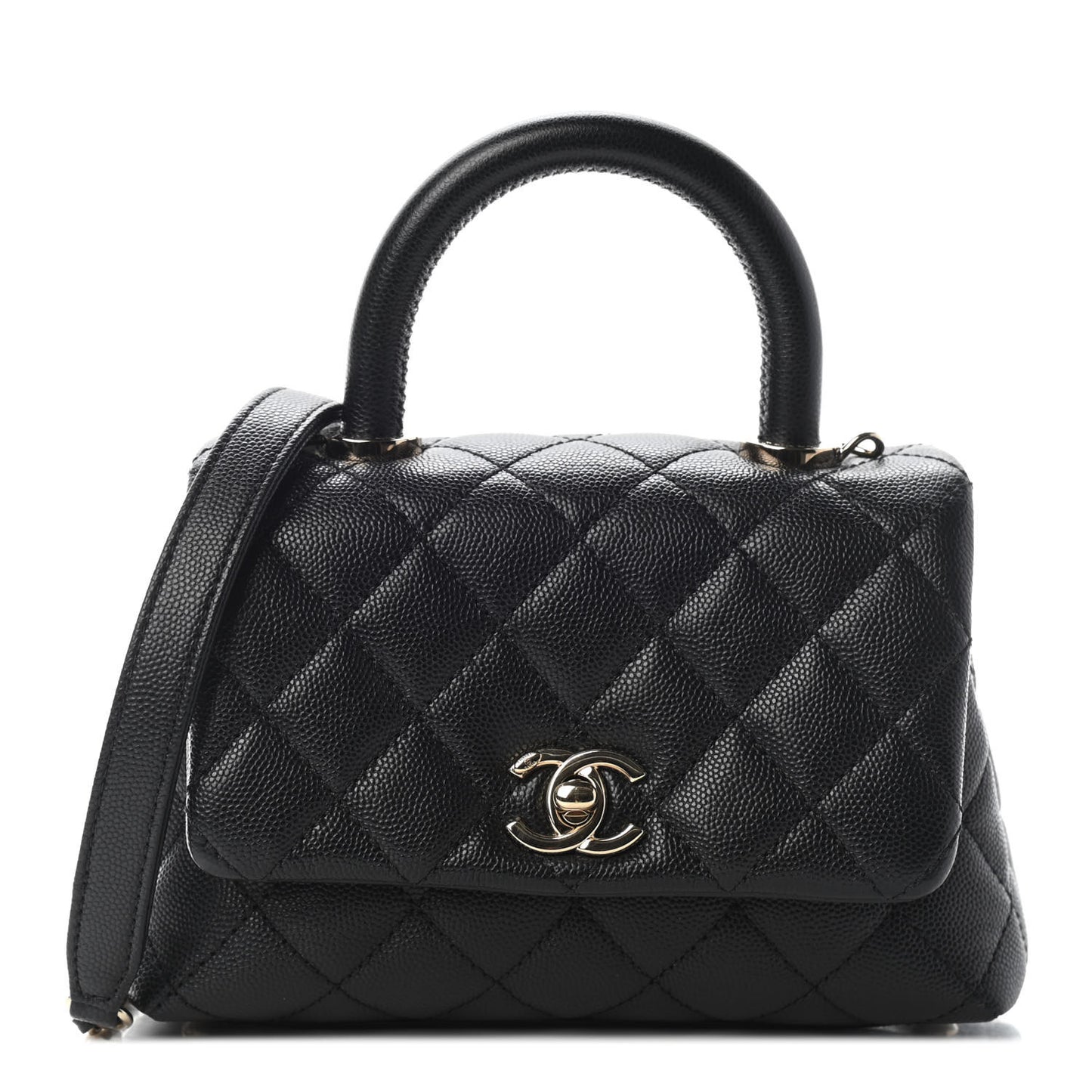 Caviar Quilted Extra Mini Coco Handle Flap Black
