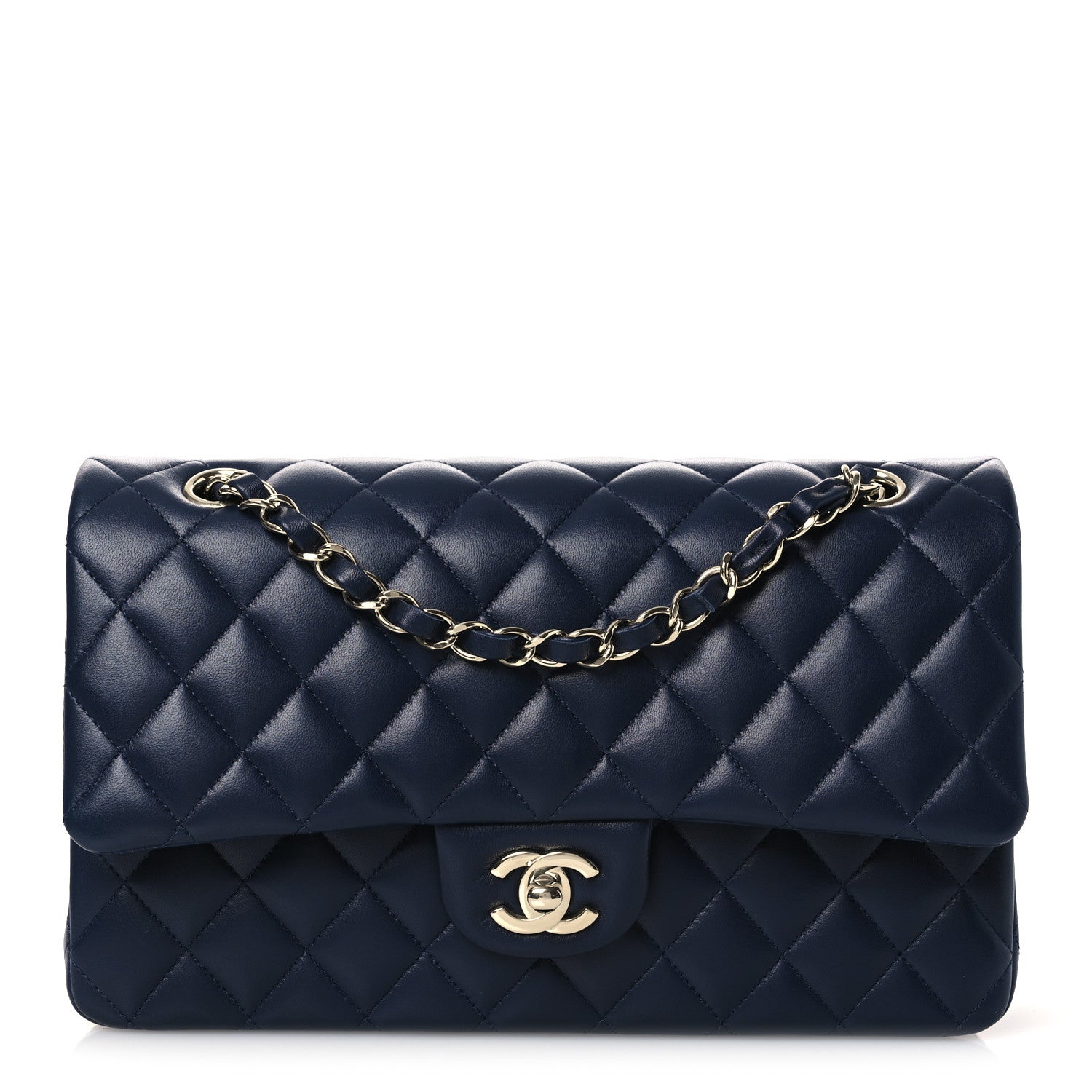 Chanel Lambskin Quilted Medium Double Flap Navy 1 of 12