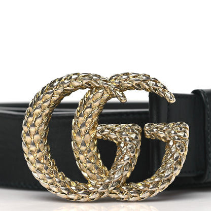 Gucci Moon Calfskin Scales Double G 40mm Belt 90 36 Black 2 of 6