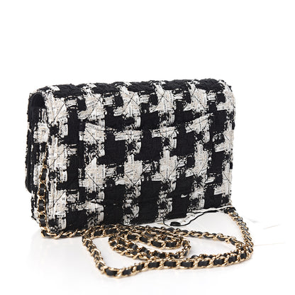 Chanel Tweed Quilted Wallet On Chain WOC Black Ecru White 2 of 11