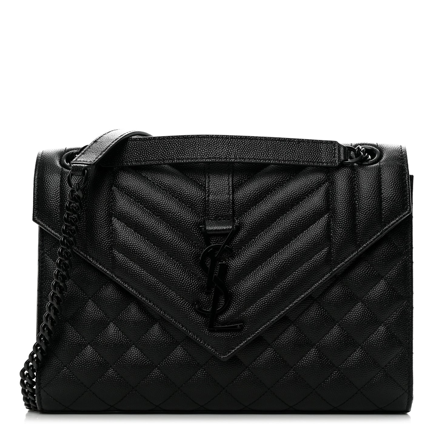Grain De Poudre Textured Mixed Matelasse Triquilt Medium Monogram Monochrome Satchel Black