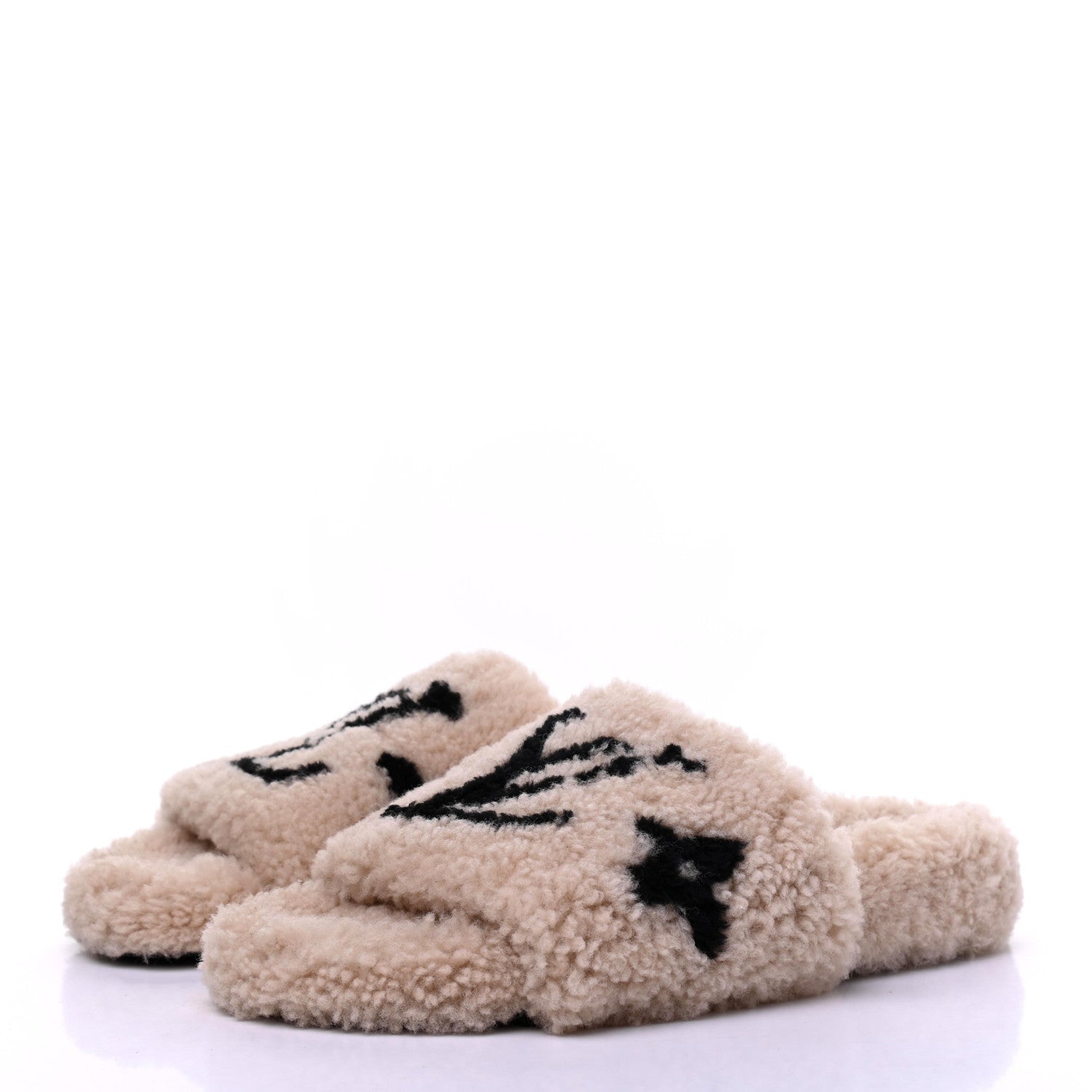Louis Vuitton Shearling Bom Dia Flate Mules 38.5 Beige 3 of 8