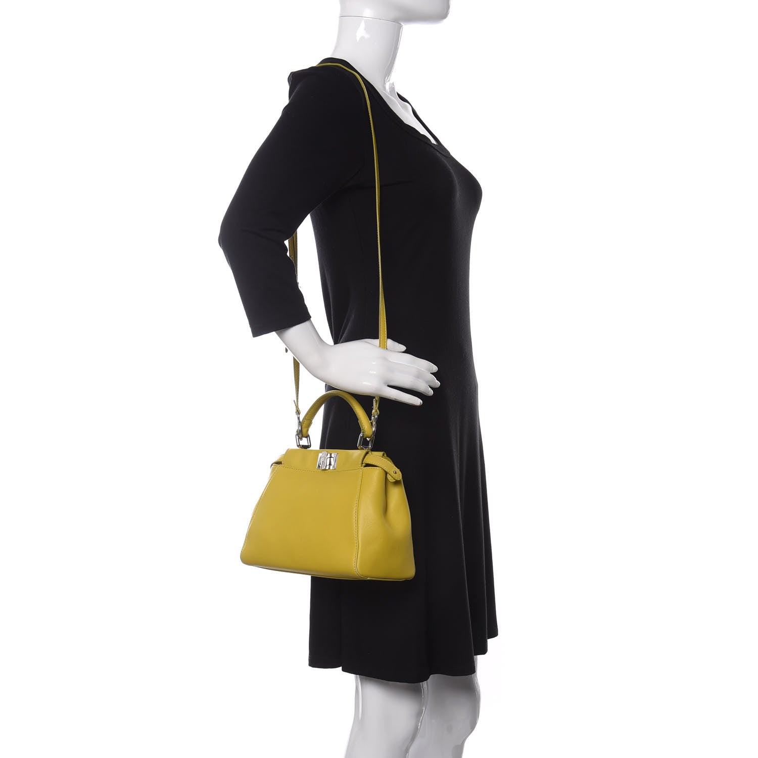 Fendi Nappa Mini Peekaboo Iconic Satchel Lime 2 of 9