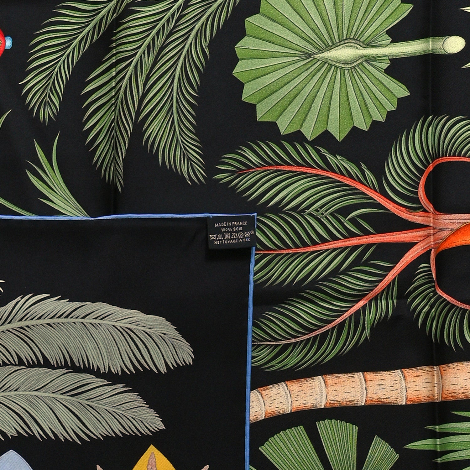 Hermes Silk Index Bromeliaceae Scarf 90 Black Vert Orange 2 of 3