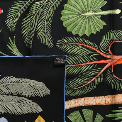 Hermes Silk Index Bromeliaceae Scarf 90 Black Vert Orange 2 of 3