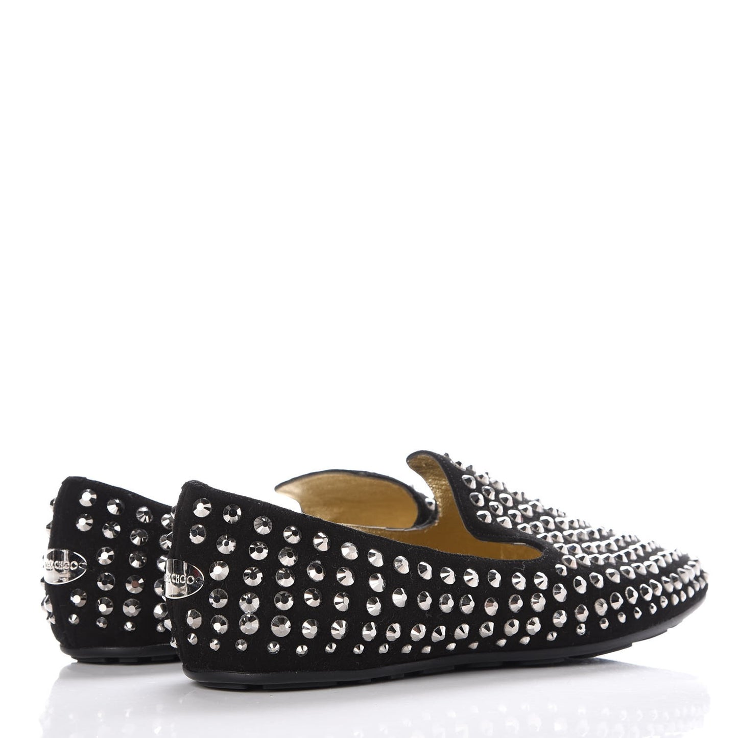 Suede Studded Wheel Loafers 38 Black