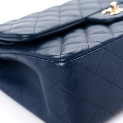 Chanel Caviar Quilted Jumbo Double Flap Blue 8 of 17