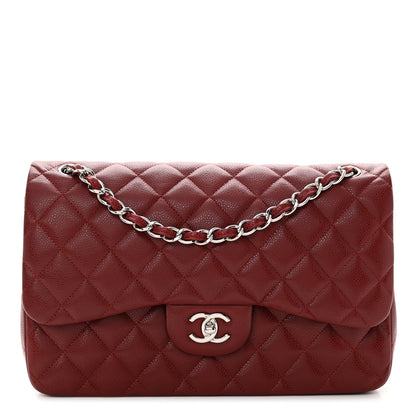 Chanel Caviar Quilted Jumbo Double Flap Dark Red 1 of 10