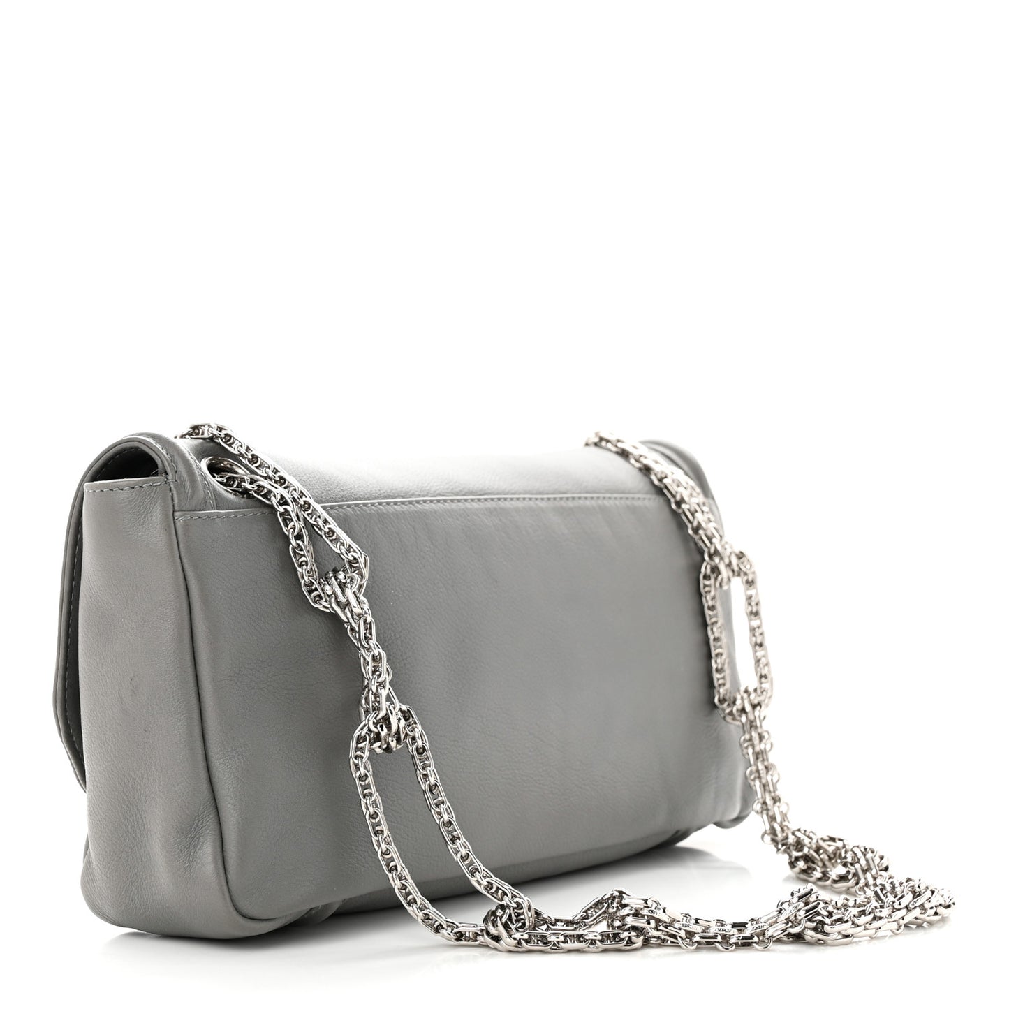 Grained Calfskin Mademoiselle Lock Bijoux Chain Flap Grey