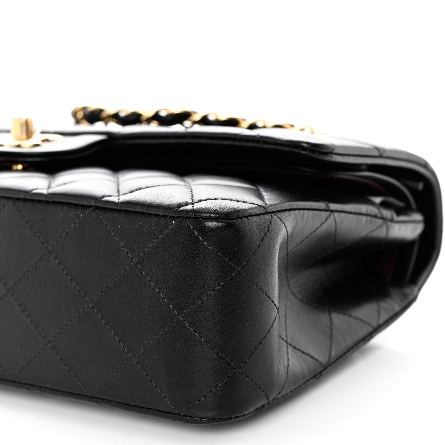 Lambskin Quilted Medium Double Flap Black