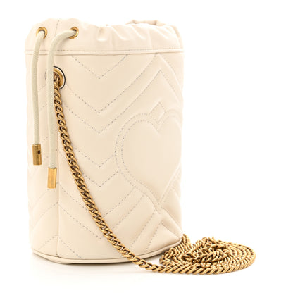 Gucci Calfskin Matelasse Mini GG Marmont 2.0 Bucket Bag White 3 of 10