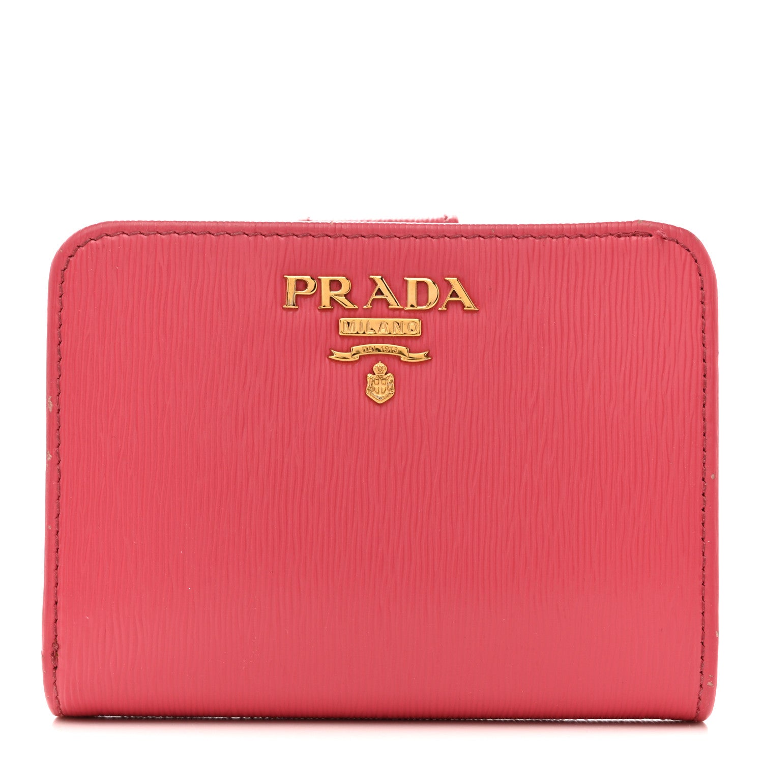 Prada Vitello Move Metal Compact Wallet Peonia 1 of 13