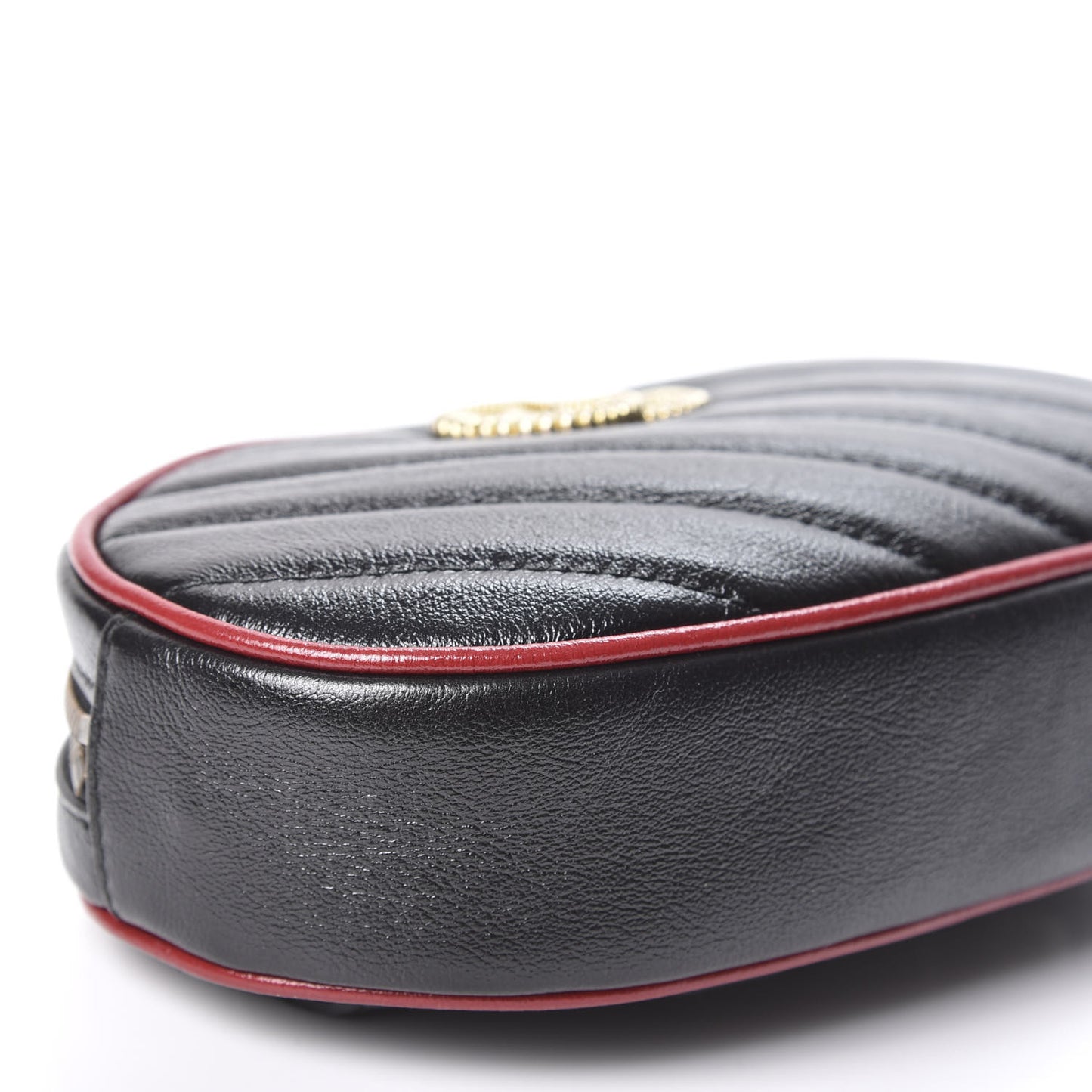 Azalea Calfskin Matelasse Diagonal Torchon GG Marmont Belt Bag 85 34 Black Romantic Cerise