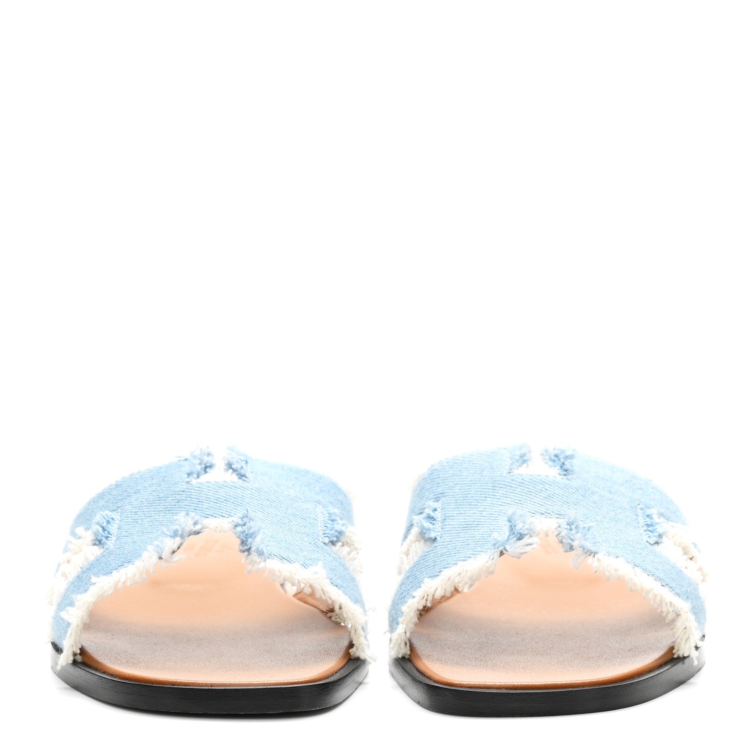 Hermes Denim Oran Fringe Sandals 36 Bleu Clair 3 of 10