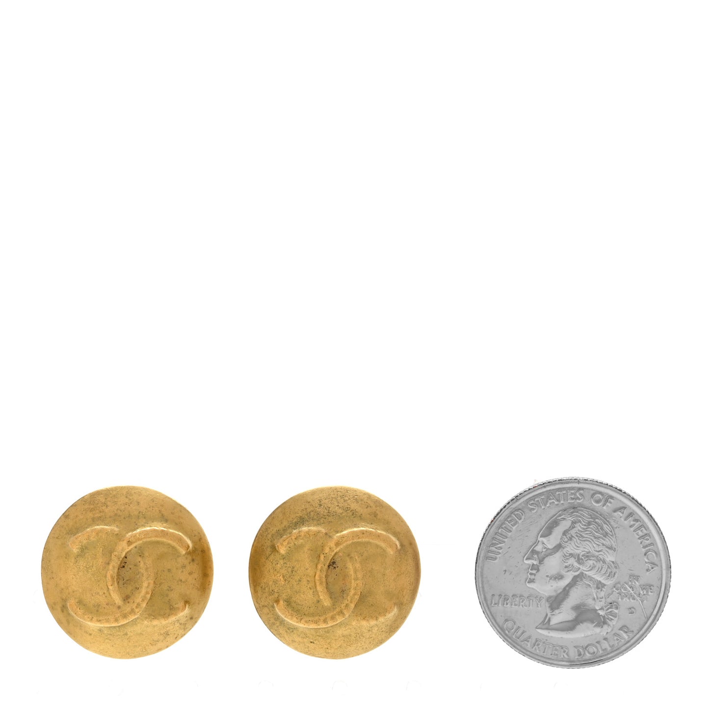 CC Button Clip On Earrings Gold