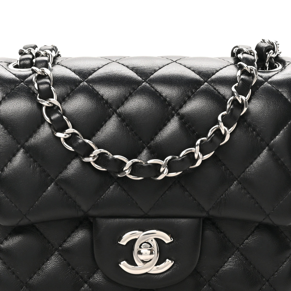 Chanel Lambskin Quilted Mini Square Flap Black 8 of 10