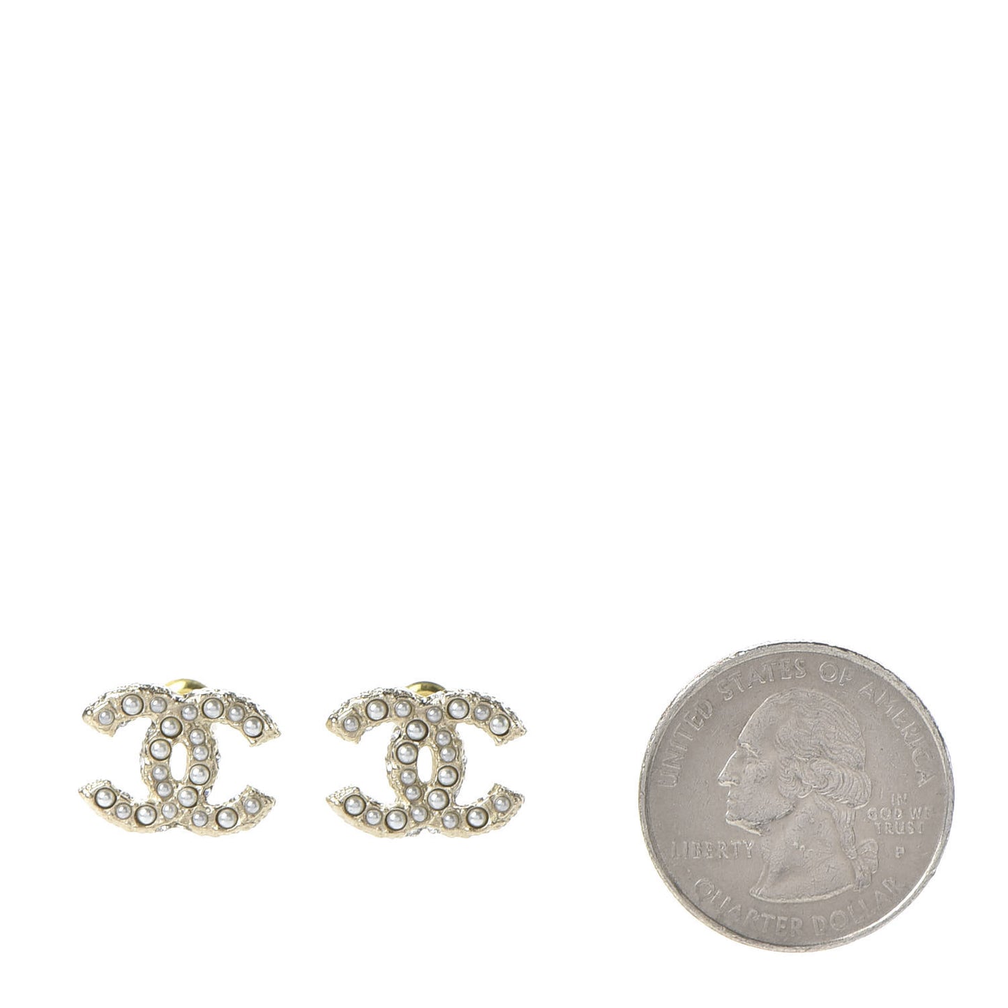 Pearl Crystal CC Earrings Light Gold