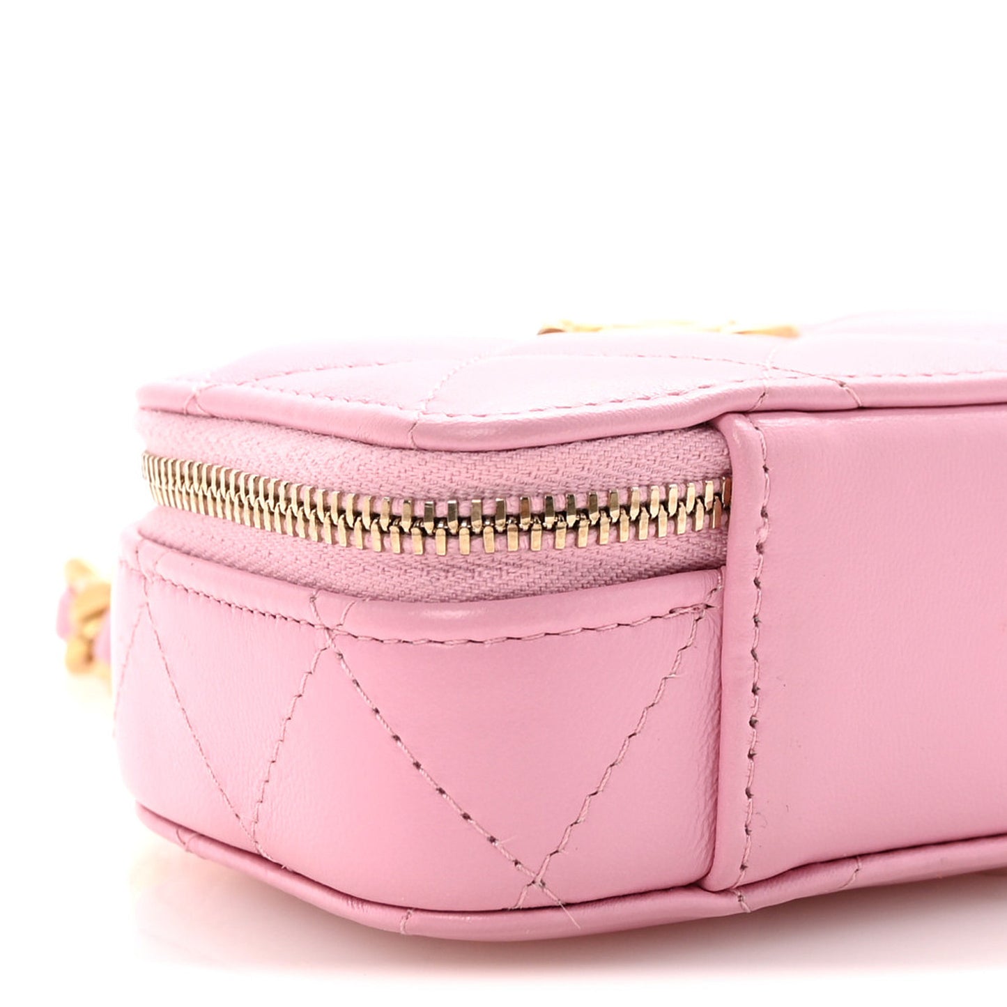 Lambskin Quilted Mini Lacquered Chain Clutch Pink