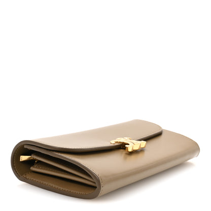 Celine Shiny Calfskin Long Triomphe Wallet DarK Sepia 4 of 9