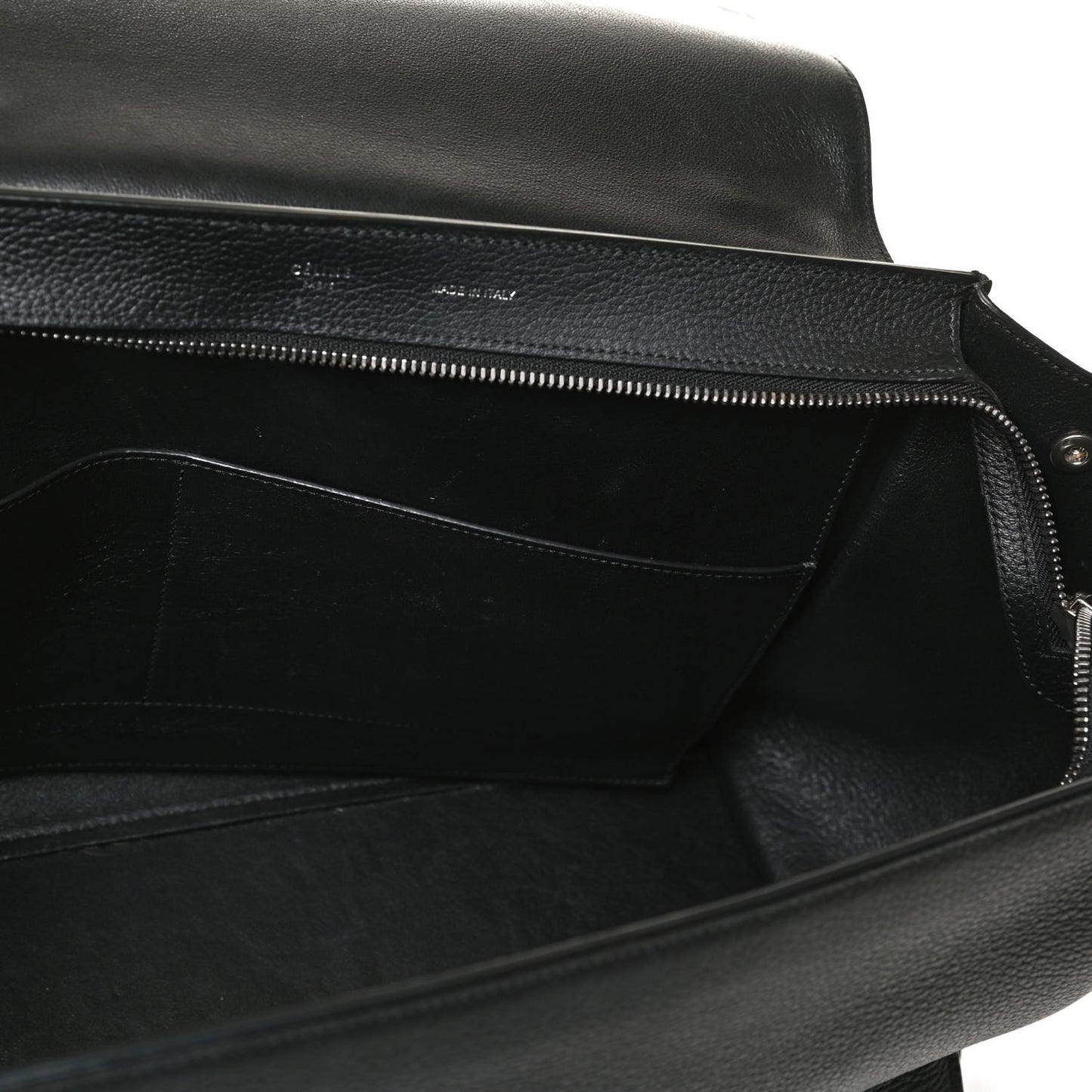 Drummed Calfskin Suede Medium Trapeze Black