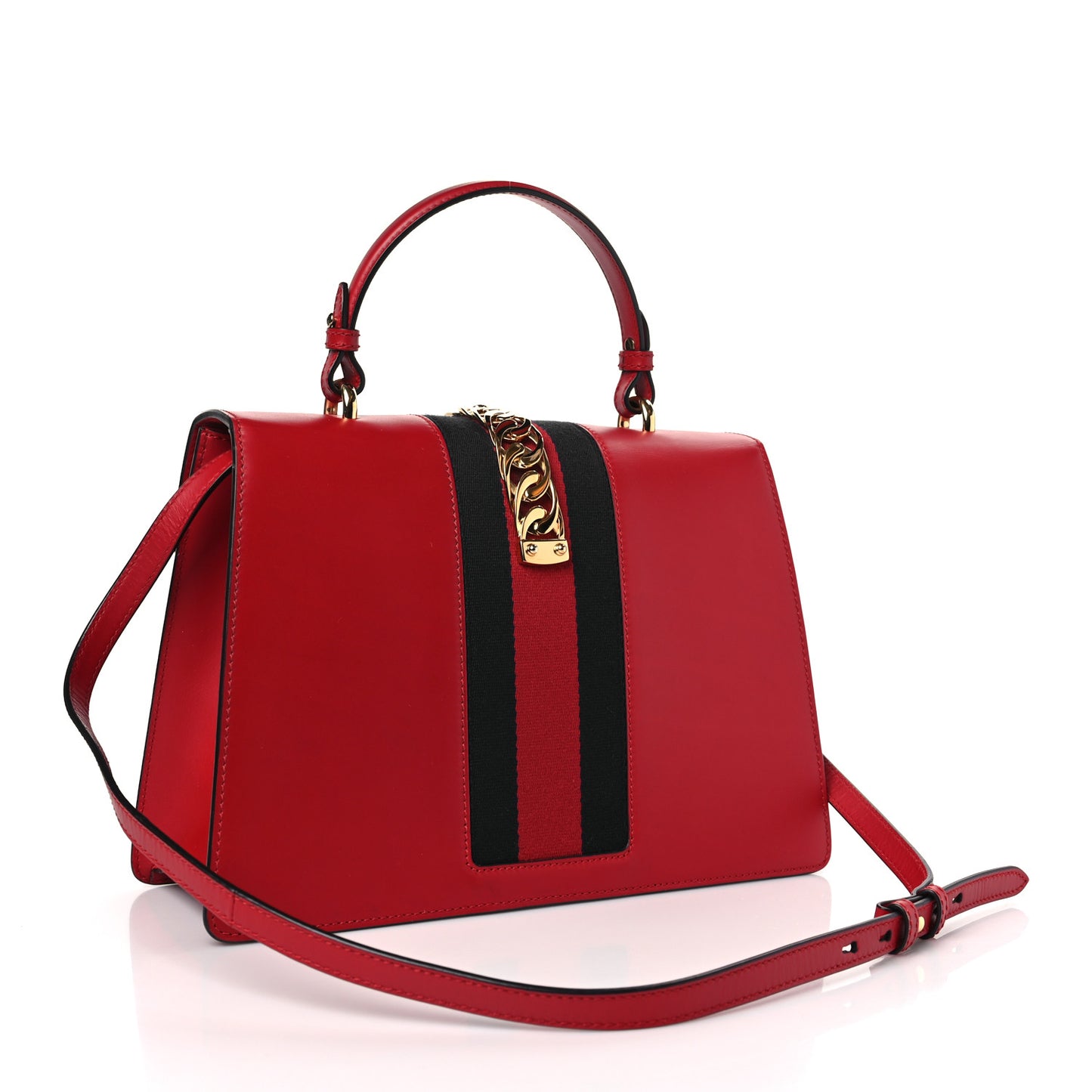 Calfskin Medium Sylvie Top Handle Bag Hibiscus Red