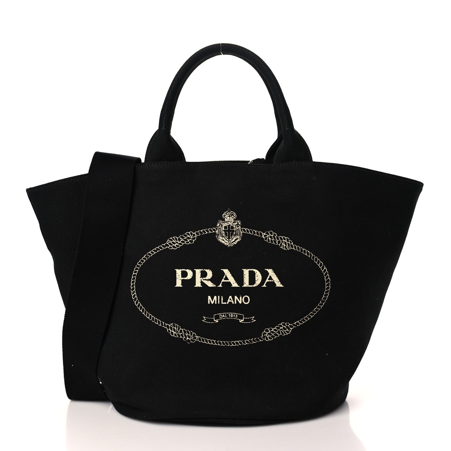 Prada Canapa Small Shopping Tote Black 3 of 10