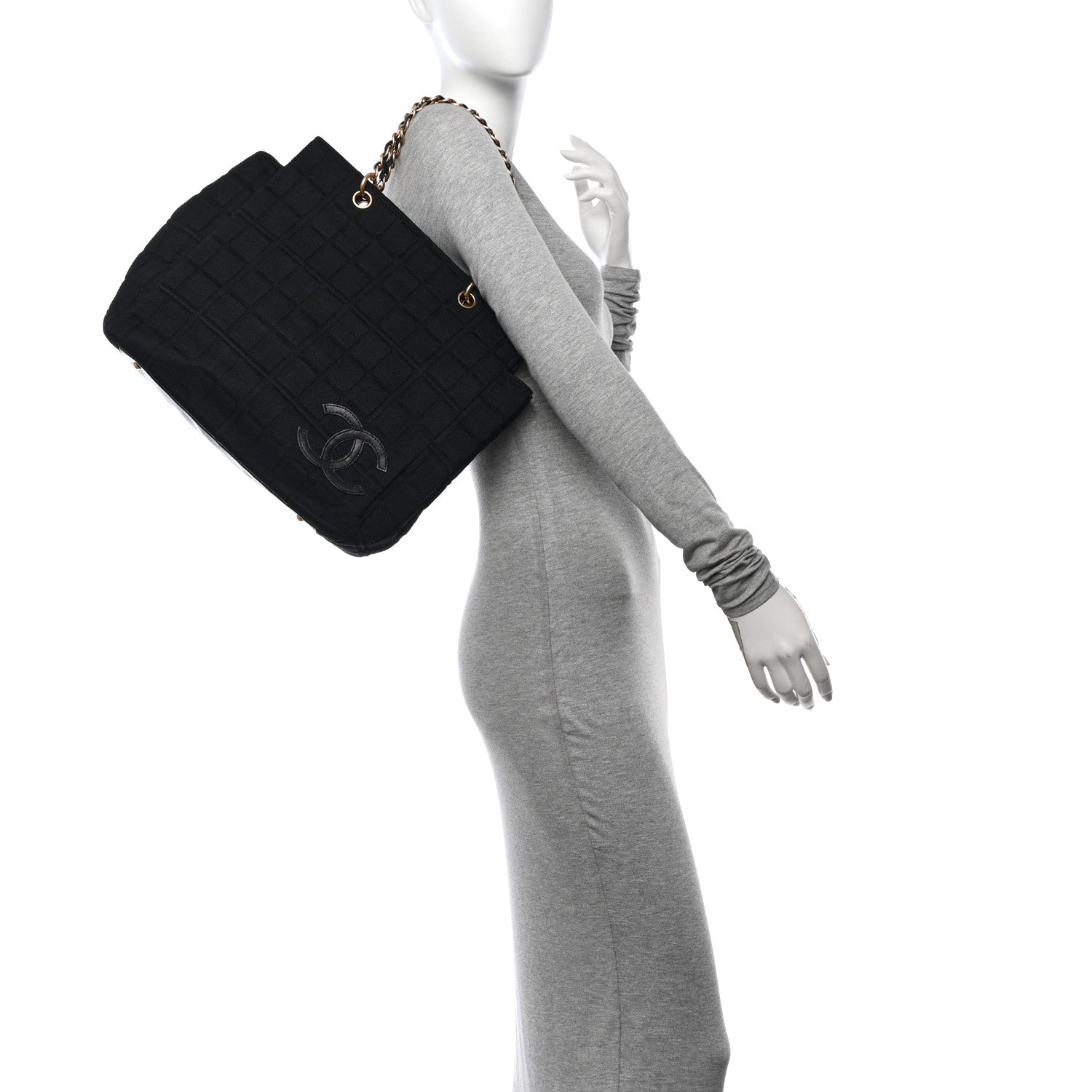 Chanel Jersey Chocolate Bar Quilted CC Shoulder Bag Black 2 of 11